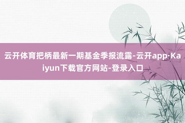 云开体育把柄最新一期基金季报流露-云开app·Kaiyun下载官方网站-登录入口