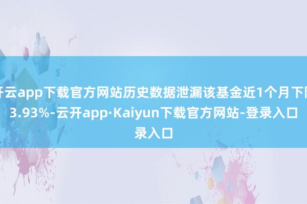 开云app下载官方网站历史数据泄漏该基金近1个月下降3.93%-云开app·Kaiyun下载官方网站-登录入口