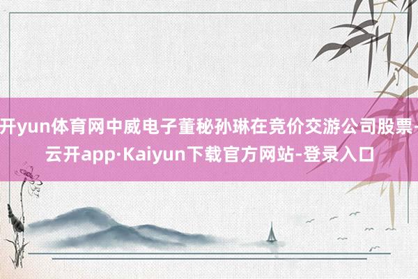 开yun体育网中威电子董秘孙琳在竞价交游公司股票-云开app·Kaiyun下载官方网站-登录入口