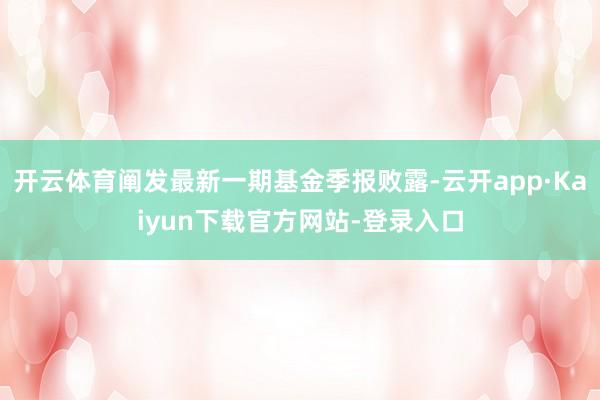 开云体育阐发最新一期基金季报败露-云开app·Kaiyun下载官方网站-登录入口
